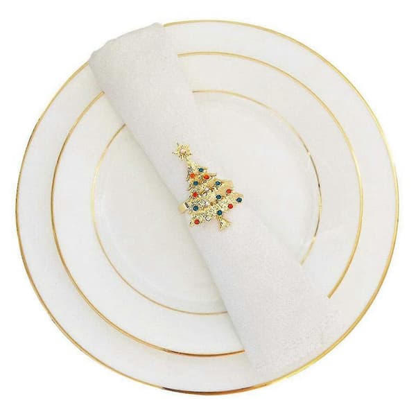 6 stk. Jule Servietknap Servietring Stofring Diamant Jule Servietringe_MGF