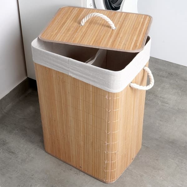 Beige vaskekurv i bambus, 70 l_MGF