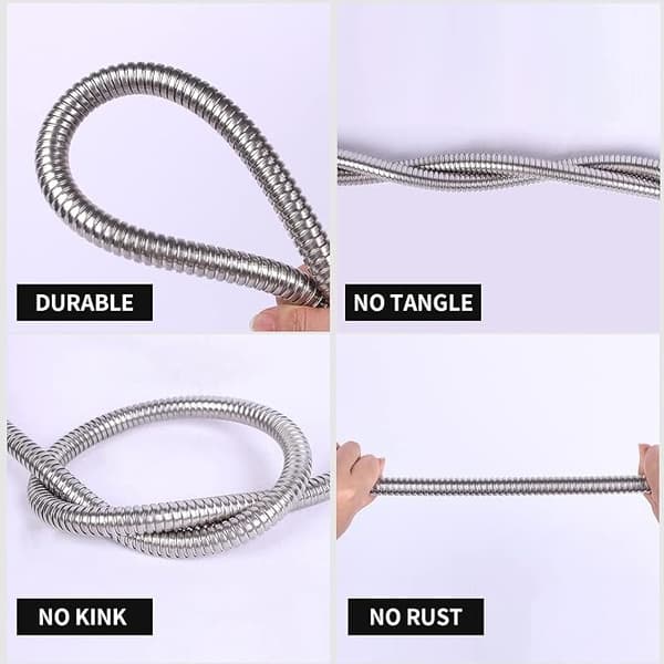 Kort hageslange i rustfritt stål - 30 cm - Messingkoblinger - Fleksibel - Passer til kraner med G3/4-tilkobling