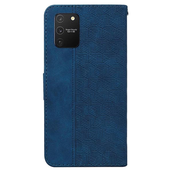 Kompatibel med Samsung Galaxy S10 Lite / A91 Geometriskt Präglat Läder Telefonfodral - Perfekt Blå_MGF Blue