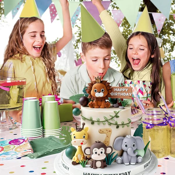 19 deler safari kaketopper - dyrebladkuler - bursdag