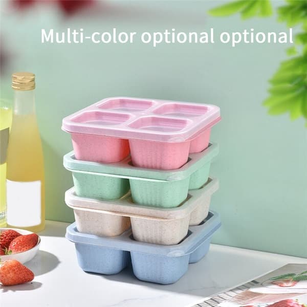 Bentobox - 4 Rom, Gjenbrukbare Matbokser for Matlaging, Perfekte Matlagringsbeholdere, Kompakte og Stables