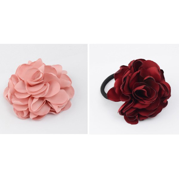 2 stk Blomst Hårklemmer for Kvinner, Mote Hårtilbehør Elegante Kvinner Tøy Rose Blomst Hårklemmer Kvinner Jenter Tilbehør Red bean paste powder + wine red