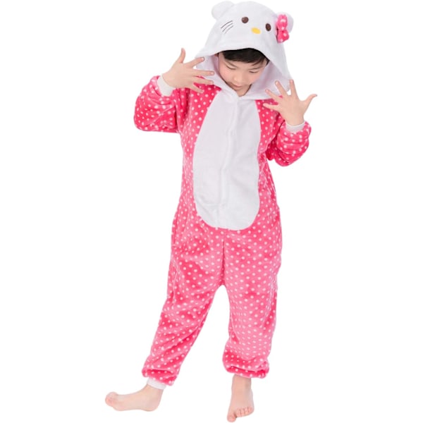 Barn unisex jumpsuits, 2023 kostyme dyreonesie nattkjole pyjamas hettegenser cosplay kigurum nattøy jul Halloween Kattunge 110