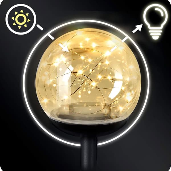 Solcellelampe, transparent kule, 4 stk. Ilumen LS-103_MGF