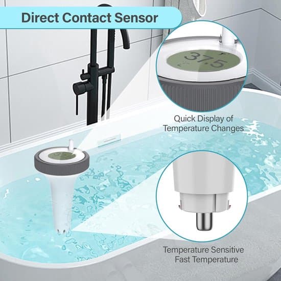Trådlös flytande pooltermometer med LCD-display, inomhus/utomhus temperaturmätare för pool, bubbelpool, spa, damm, vit
