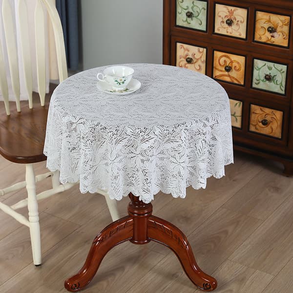 Vit rund spetsduk Elegant bordsdekoration för hemmet Diamond Flow Diamond Flower Round Diameter 100cm