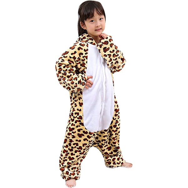 Børne Jumpsuit, Kostume, Dyr, Onesie, Natkjole, Pyjamas, Hoodie, Natøj, Cosplay, Kigurumi, Karnevalskostume, Jul, Halloween leopard Höjd 120/130 cm