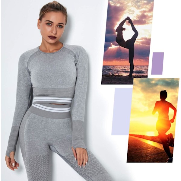 Yoga-bukser Gym Kort Toppsett For Kvinner Høy Midje Sømløse Leggings Yoga Tights Leggings Trening Sports Topp Løping Gym Bukser Med Elastisk Livbånd