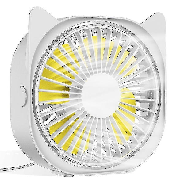 Small Personal USB Desk Fan with Cat Ears, 3-Speed Portable Desktop Fan Powered by USB, Strong Wind, Quiet Operation, for Outdoor Travel