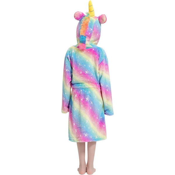 Barnbadrockar Badrocka 3D Enhörning Huva, Flickor Pojkar Fleece Mjuk Kigurumi Cartoon Morgon Hemrock Nattkläder Pyjamas Fickor B-enhörning 5 130