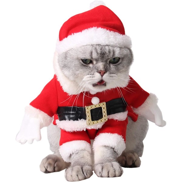 Pet Costume Santa Claus Dog Cat Costume Santa Claus Hat Winter Clothes with Santa Claus Hat for Christmas New Year Holidays