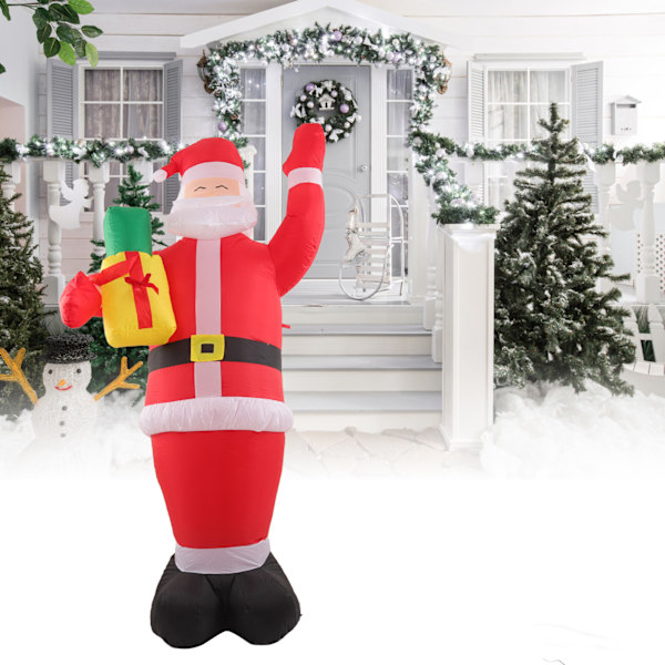 Inflatable Santa Claus Figure with Gift Bag in Hand LED Lighted Inflatable Santa Claus for Outdoor Garden Lawn AU 100-240V