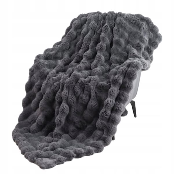 Cozyglam Blødt, Fluffy Plys Tæppe til Seng, Sengetæppe Grå_MGF