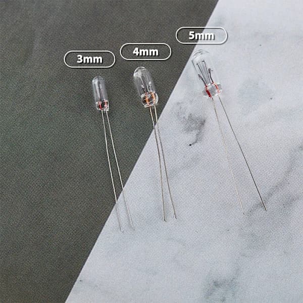 10 stk. miniature Edison glødelamper, klart glas til modelbelysning og elektronik 24V 5mm Clear 5mm: 24V