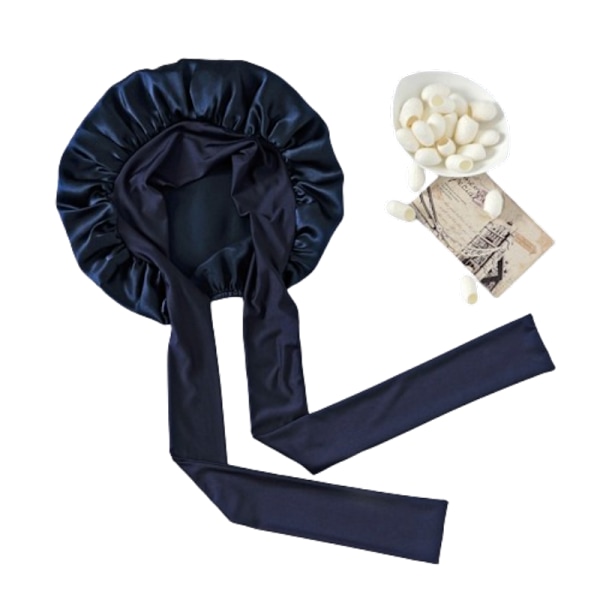 INF Nattlue Sovehette i 100% Mulberry Silke Marinblå Marine blå