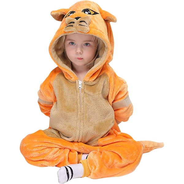 Unisex børnejumpsuits, 2023 kostume dyreonesie natkjole pyjamas hættede nattøj cosplay kigurumi nattøj jul halloween Orangecat 110