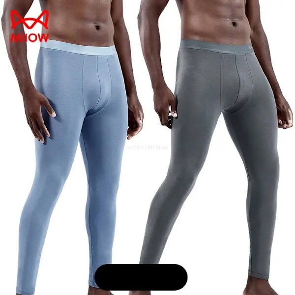 2-pack Värmeunderkläder för Män 50S Ren Bomull Vinter Varma Byxor Mjuk Elastisk Underdel Långa Kalsonger Herr U Konvex Leggings 10 10 l