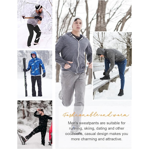 Herre Joggebukser Straight Fit Fleece Joggebukser Elastisk Midje Lomme Joggebukser Herre Varme Sportsbukser marinblå XL