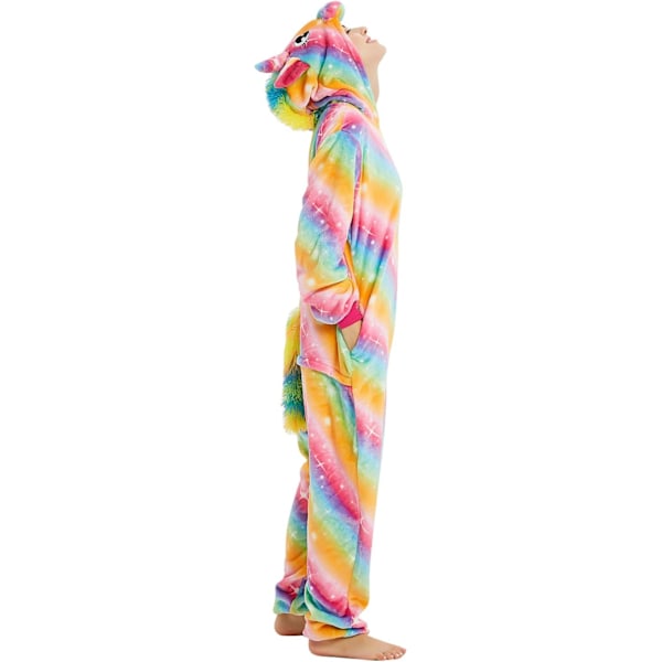 Voksen Unisex Jumpsuits Kostume Dyrekostume Dragt Kick Suit Natkjole Pyjamas Hætte Natbeklædning Cosplay Tegneserie Kigurumi Karneval Jul Halloween B-orange enhörning S