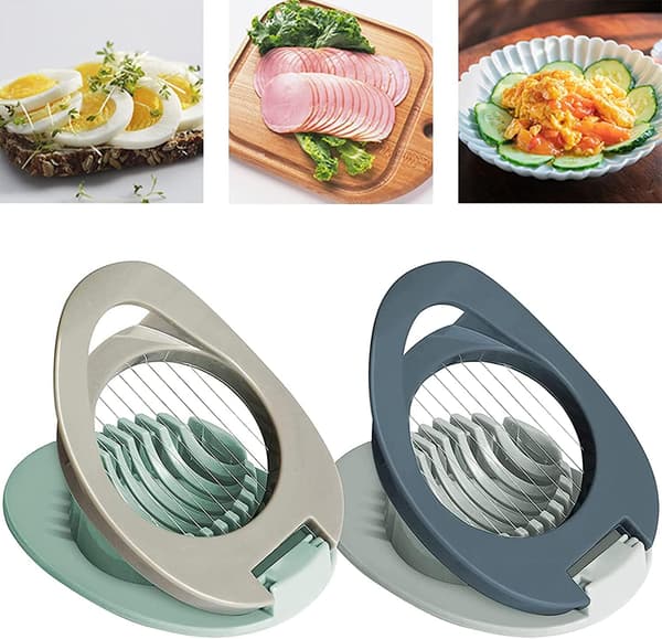 Äggskivare Set om 2 - Rostfria Trådar - För Ägg, Svamp & Frukt - Grå & Grön