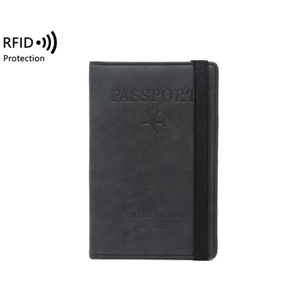 RFID-blocking Passport Holder & Travel Wallet - Slim & Secure Black Black