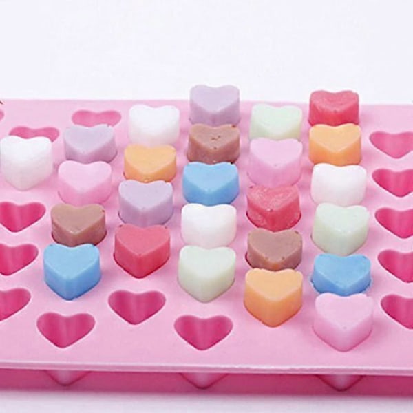 Mini Hjerteformede Silikoneforme til Isterninger/Chokoladeforme Rosa