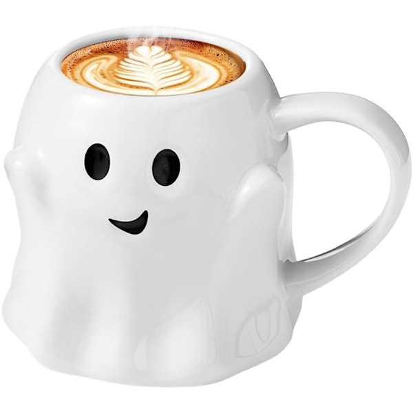 Halloween Spøgelses Kaffe Kop 400ml Halloween Keramik Kaffe Kande Sød Spøgelses Ansigt Kande Spøgelses Kop Halloween Kaffe Kop Halloween Tilbehør Hvid Vit