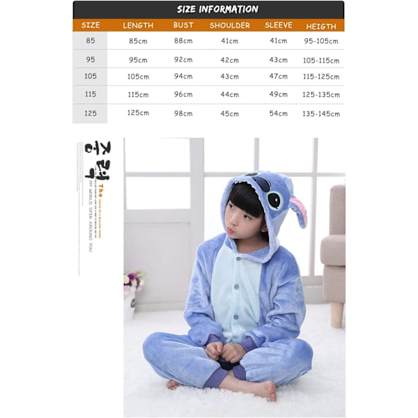 Lasten unisex-hyppyasu, 2023 eläinpuku onesie yöpaita pyjama huppuinen yöasu cosplay kigurumi yöasu joulu halloween Stygning 100