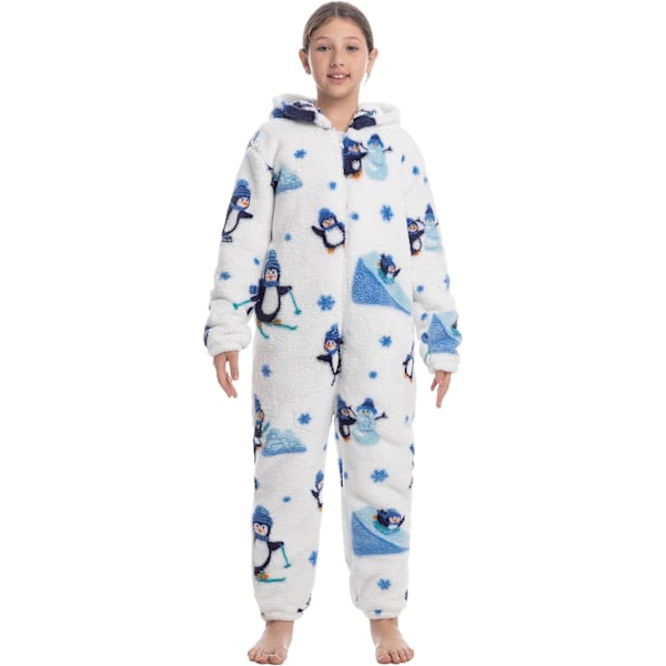 Børne unisex jumpsuits, 2022 kostume dyre onesie natkjole pyjamas hættede nattøj cosplay kigurum nattøj jul Halloween pingvin 120