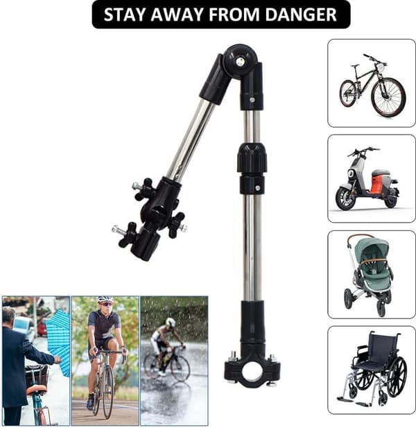 Paraplyholder - Universal Udtrækkelig Foldbar Parasolforbindelse til Kørestol, El-scooter, Klapvogn 30-45 cm Sort_yu