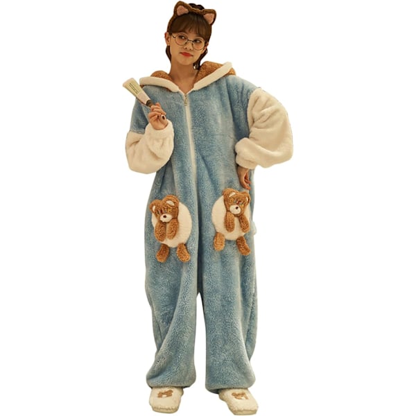 Onesies til kvinder, voksne, Kigurumi Onesies til mænd, pyjamas, fleece, dyr, jumpsuit, nattøj, Halloween kostume, jul, cosplay og fest Kvinnor - Björn M