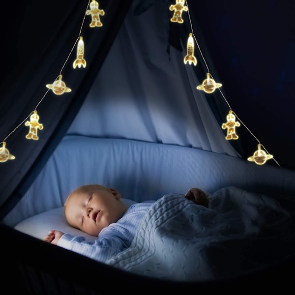 3 meter 20 LED LED-ljusslinga astronaut rymdskepp hängen semesterfest ljusslingor yttre rymden rumsdekor för barnrum 0.3