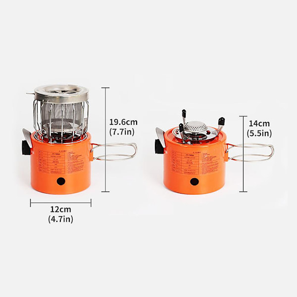 Kannettava 2000w kaasulämmitin ulkokäyttöön, leirintäkeitin, lämmitysuuni jääkalastukseen, leirintään ja vaellukseen Orange