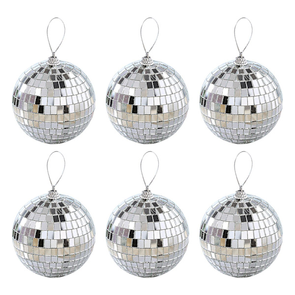 6/12 stk Mini Diskokule Festdekorasjoner Sølv Mini Plastpynt Små Diskokuler Sølv Silver_MGF Silver 6CM