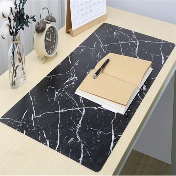 Skrivebordsunderlag 89x44 cm PU-læder Sort/Marmor