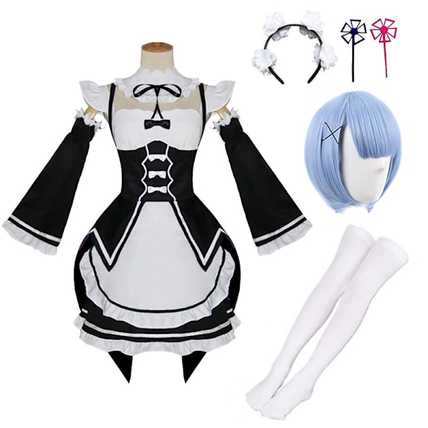 Anime Re:Zero - Starting Life in Another World Ram/Rem Cosplay Kostymer Maid Outfit Halloween Kostym Maid Servant Klänning stil 5 style5 style5 M