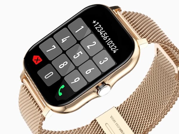 Smartklokke dame herre gummirem sport Bluetooth-samtale gull_MGF Gold