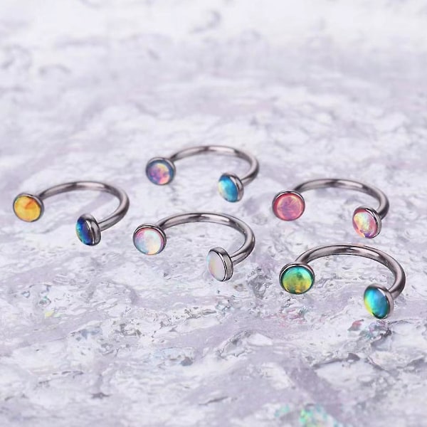 Høykvalitets Hesteskoformede Øredobber i Rustfritt Stål med Gradient Glitrende Sekvenser, Fem Indre Tenner & Design for Neseptum 0.1