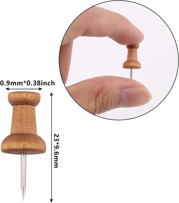Træ tegnestifter - 100 stk. - Til korkopslagstavle og hobbyprojekter 100pcs