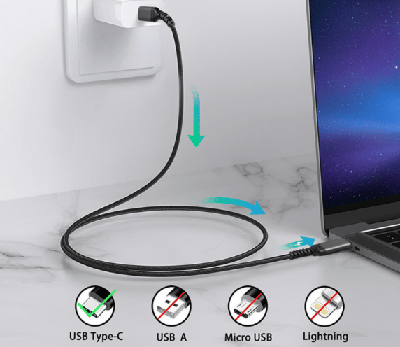 USB-C - USB-C -kaapeli 5A/20V PD 100W Musta 2 m Black 2 m