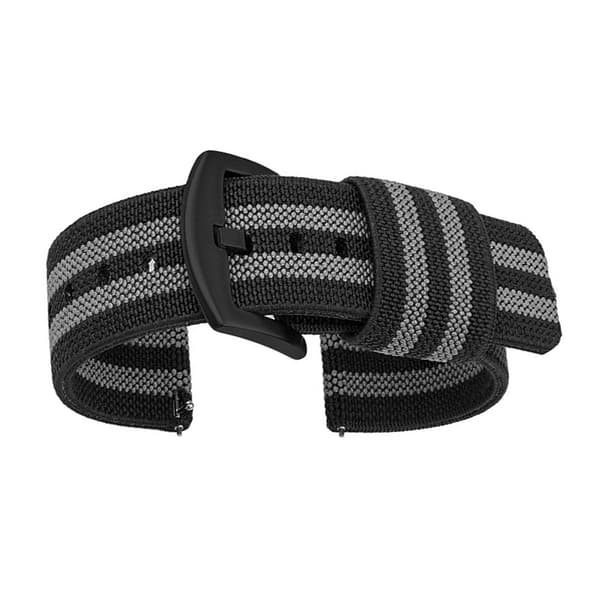 Nylon Watch Strap with Quick Release Spring Bars Black+Grey 24mm Black+Grey 24 mm