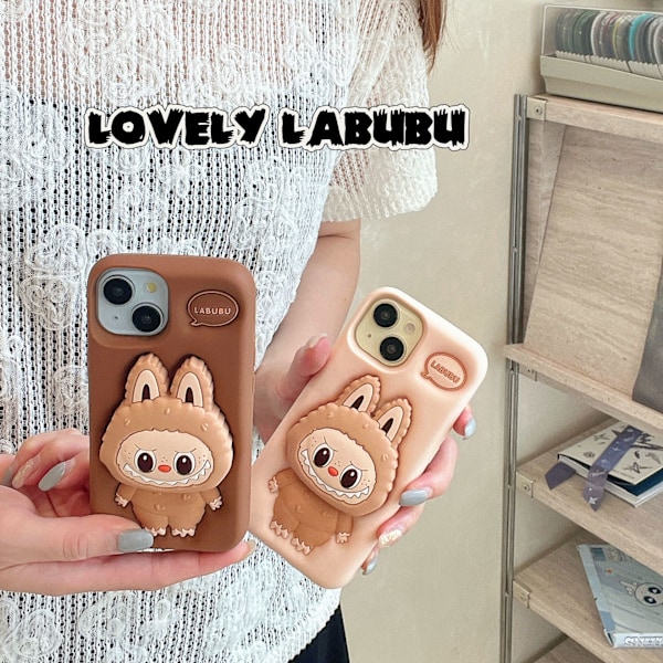 Passar iPhone XS till iPhone 16 roligt mobilskal, tecknad labubu för kvinnor och flickor, beige Beige iphone7plus/8plus