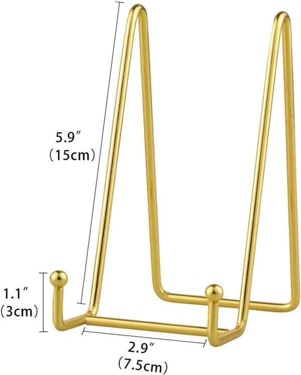 Tallriksställ - 2 delar - 15 cm - Tallrikshållare - Tallriksdisplay - Stöd - Metall - Hängare - Guld