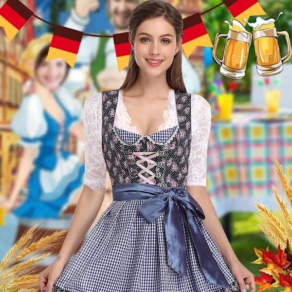 Hvid Dirndl Bluse til Kvinder, V-hals Blonder Oktoberfest Kostume til Fester White BS