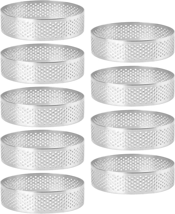 Kakeform, terteform, mousseform, rustfritt stål, 8 cm, til baking, 9 deler