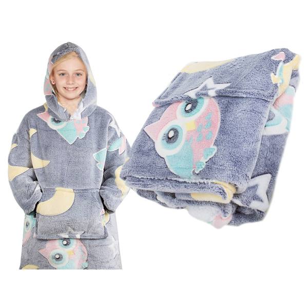 Oversized Børne Hættetrøje med Hætte - Selvlysende_MGF LightGrey