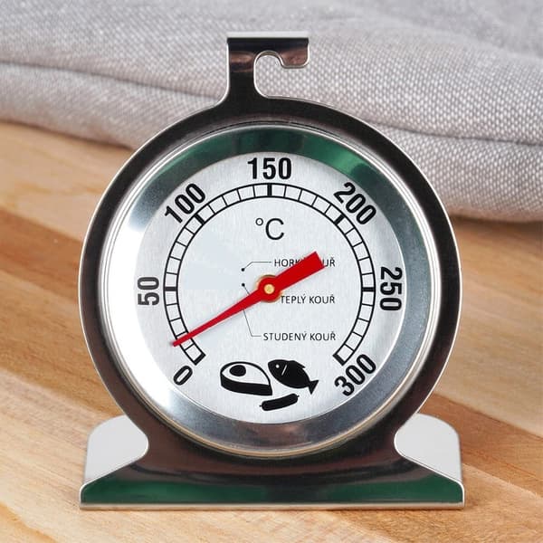 Termometer for ovn, røyker, baking, stål, kjøkken, opp til +300°C_MGF