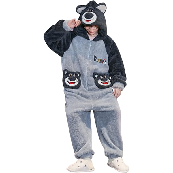 Aikuisten unisex-hyppyhaalareita, eläinpuku-onesie, yöpaita, pyjama, huppari, yöasu, cosplay, pahvilaisten yöasuja juhliin, halloween Herrsvart XXL