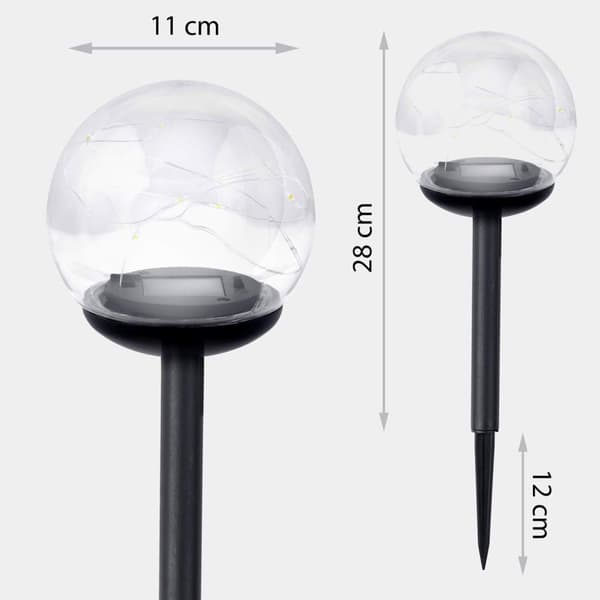 Solcellslampa, transparent boll, 4 st. Ilumen LS-103_MGF